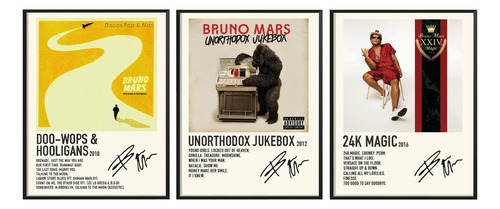 Cuadro Bruno Mars Music Pop Album Tracklist Firma Exitos