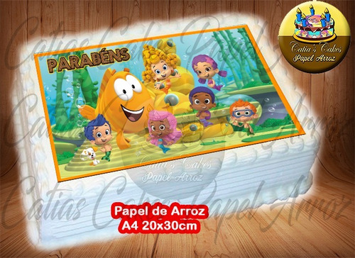 Papel De Arroz Comestível Retangular Bubble Guppies