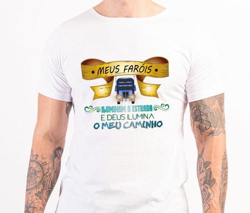 Imagem 6 de 6 de Camiseta Para Caminhoneiro - Meus Faróis Iluminam A Estrada