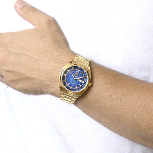 Relógio Orient Masculino Automático Dourado Azul Nh3gg006