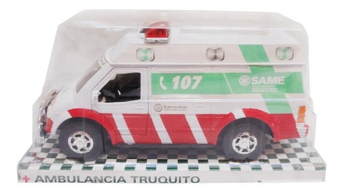 Ambulancia Camioneta De Juguete Same A Friccion 26cm Color Blanca
