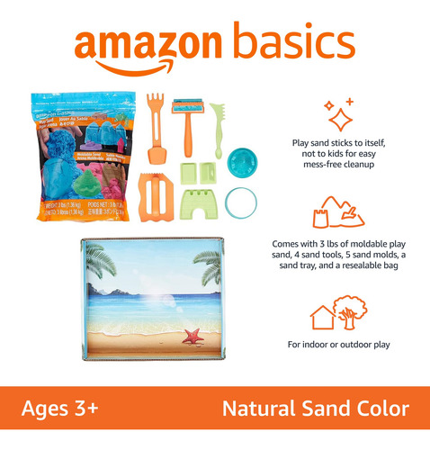 Arena Sensory Play Amazon Basics, Moldeable, 1,36 Kg, Con Ca