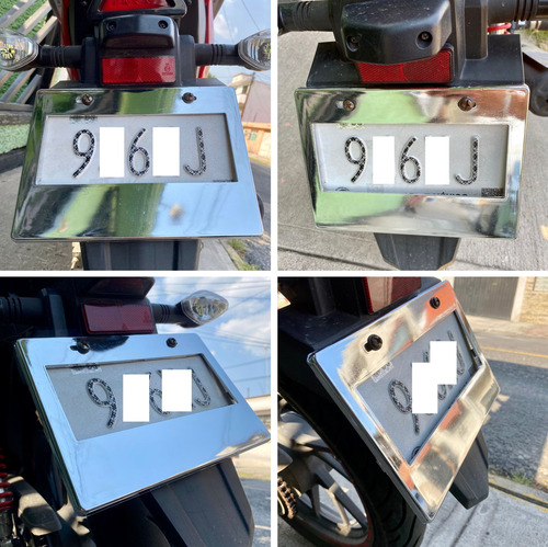 Marco Porta Placa Ancha Motocicleta Numéric Cromo / Tornasol