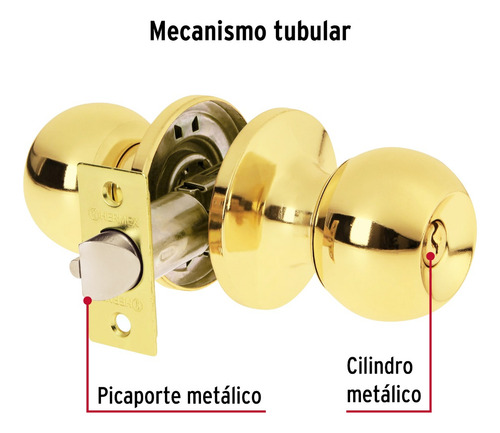 Cerradura Esfera Pomo Picaporte Para Recamara Dorado 28070