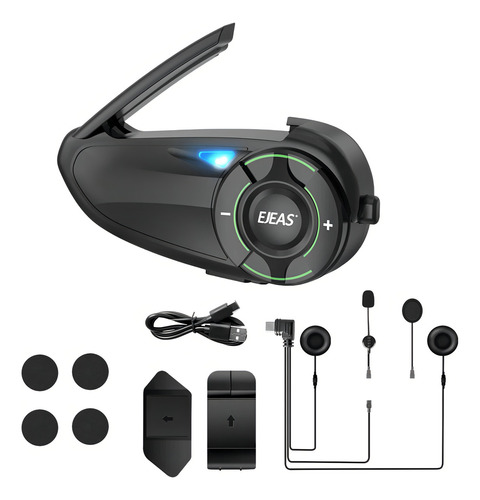 Ejeas Q8 Intercomunicador Moto Bluetooth 1200mts 6 Piloto Color Negro