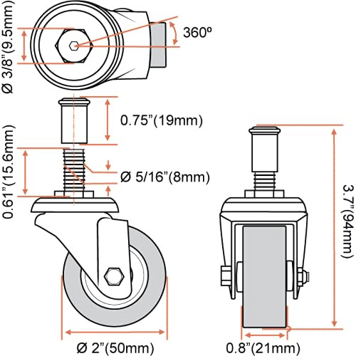 12 Unidad Heavy-duty 2  Low Profile Swivel Caster Rueda Para