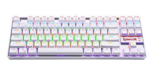 Teclado gamer Redragon Kumara K552 QWERTY Cherry MX Blue inglés US color blanco con luz rainbow