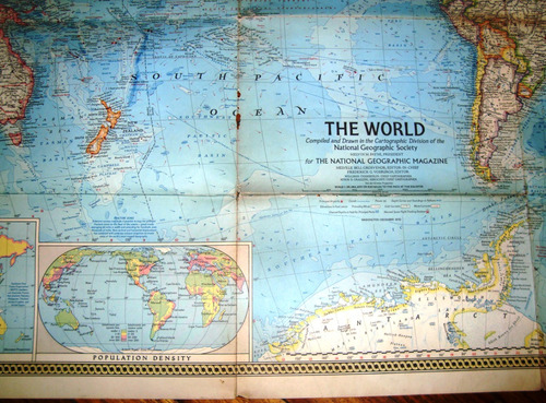 Mapa National Geographic World 1970 Planisf Solo Sin Revista