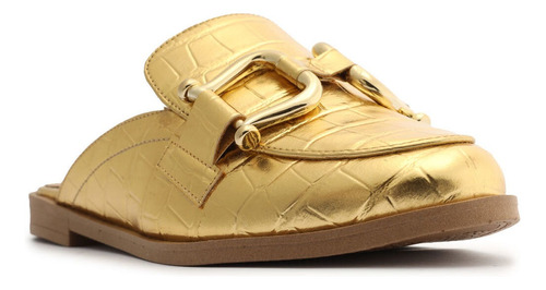 Imagem 1 de 6 de Sapato Social Feminino Mule Bridão Croco Dourado - My Shoes