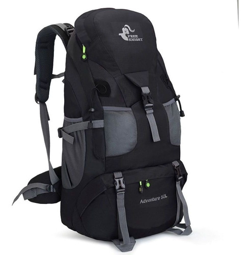 Mochila Viagem Camping Trilha Trekking Montanhismo 50l Cor Preto Desenho do tecido Liso