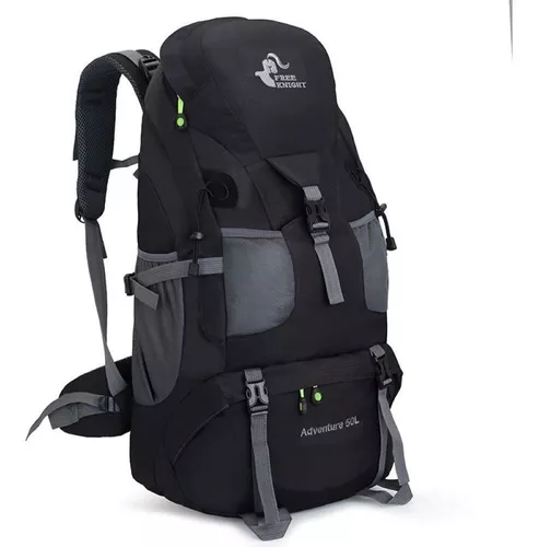 Mochila viaje Trekking 50L color negro diseño liso 50L