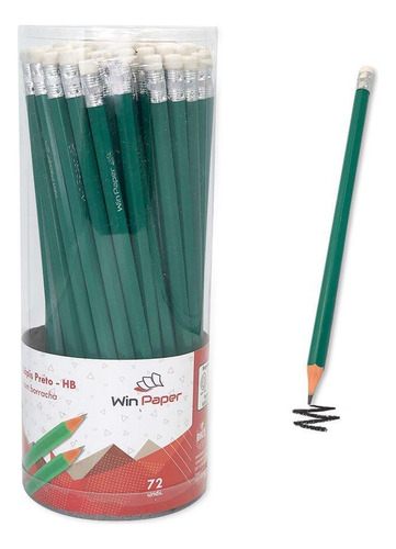 Lapis Preto Grafite Hb Sextavado Com Borracha 72 Unidades