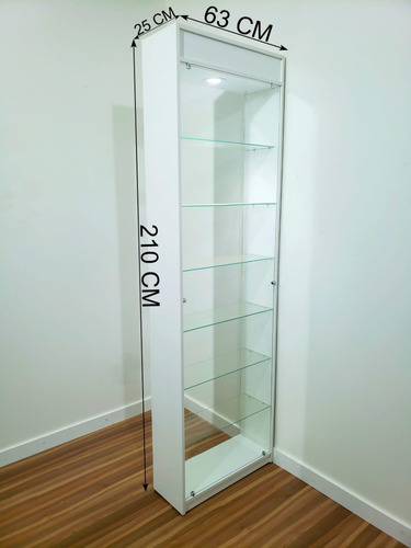Vitrine Iluminada Tabacaria Ótica Perfumaria Vidro Frontal Cor Branco