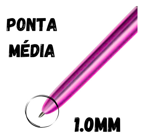 Caneta Bic 4 Cores Metallic Corpo Rosa Az/vd/pr/vm