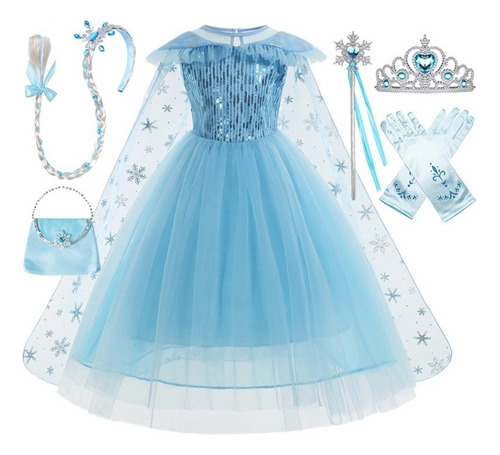 Disfraz De Princesa Elsa Vestido Para Niña Halloween Navidad Carnava Cosplay Roleplay Fiesta Cumpleaños
