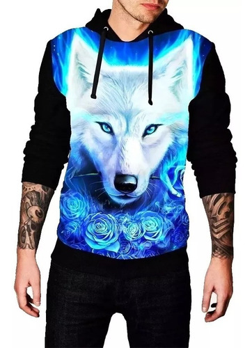 blusa de frio 3d lobo