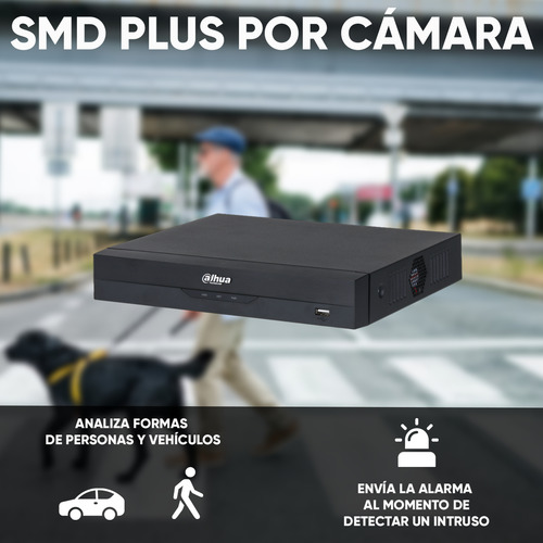 Dahua Dvr 4 Canales Xvr5104hs-i3 Resolución De 5mp Soporta 4 Canales + 2 Ip O Hasta 6 Canales Ip Lite H.265 + Wizsense Reconocimiento Facial Protección Perimetral Sdm Plus 1 Puerto Sata Color Negro