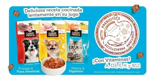 Imagen 3 de 3 de Carne Fresca Alimento Humedo Perro 10 Sobres 100gr Pavopollo