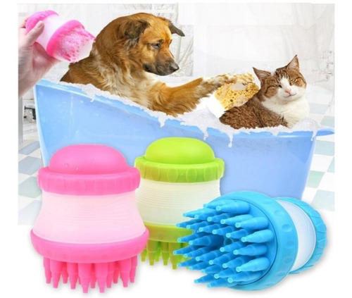 Cepillo Para Baño Mascotas Perros Gatos Silicona Masaje Aseo Color