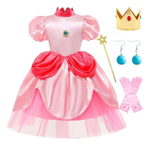 Vestido De Princesa Rosa Peaches De Super Mario Para Cospl