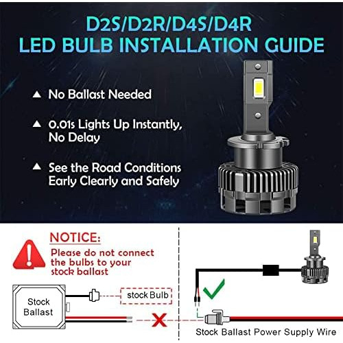 Bombilla De Faro Led D2s D2r D4s D4r, Reemplaza Bombill...