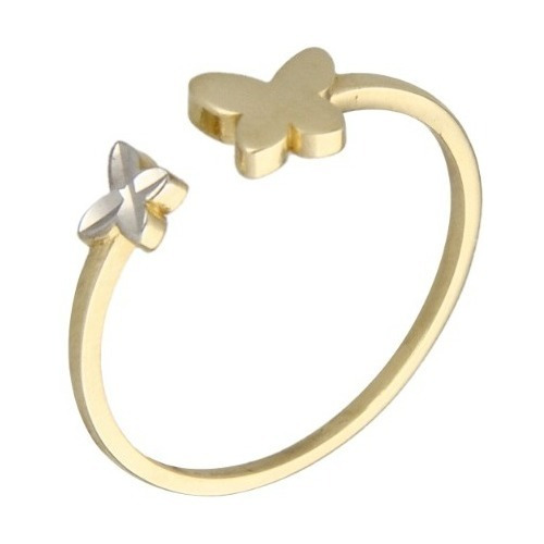 Anillo Diamantado De Mariposas Ajustable 14k, 1.3 Gramos.