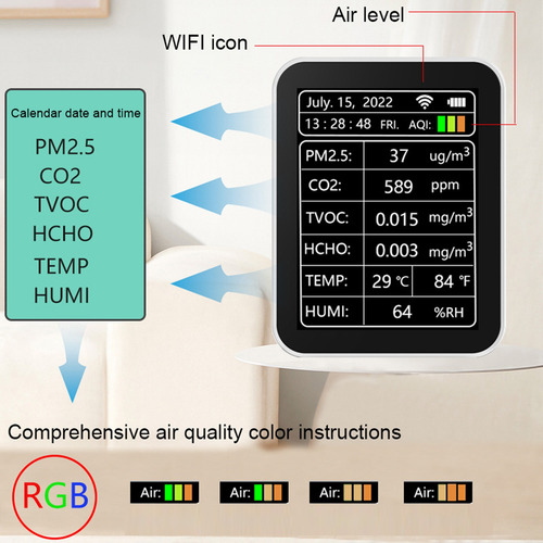 Detector Inteligente De Calidad Del Aire Tuya Wifi Pm2.5 Co2