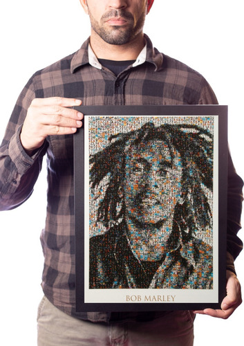 Reggae Quadro Bob Marley Arte Moldura 42x29cm