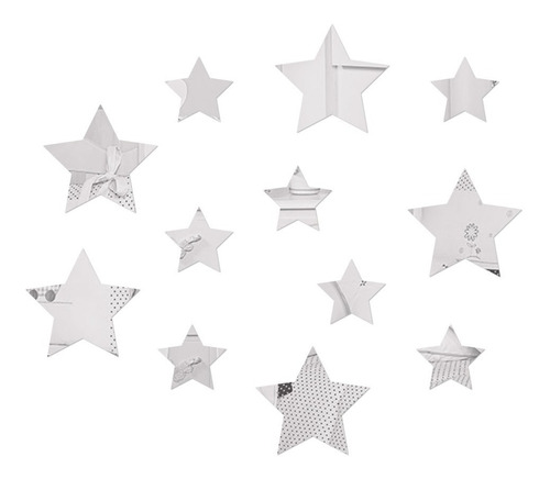 Kit Espelho Decorativo Quarto Infantil - Estrela 12 Peças