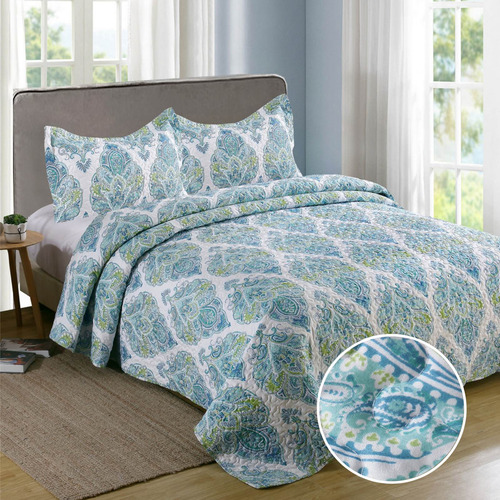 Cubrecama Queen Quilt Cover Azulado 2 Plazas Haussman Vip