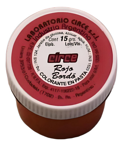 Colorante En Pasta Circe Rojo Bordo X1 Unidad - Cotillón Waf