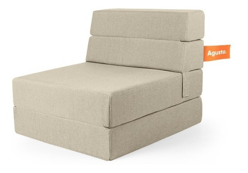 Sofa Cama Individual Agusto ® Sillon Puff Plegable Colchon Color Beige