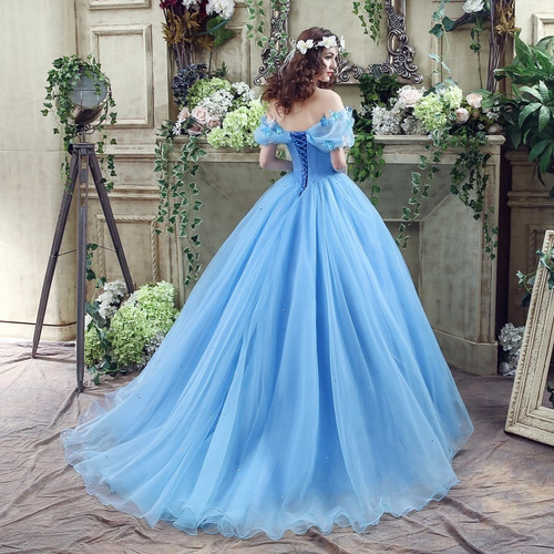 vestido de 15 anos azul cinderela