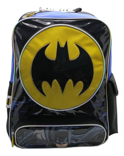 Mochila Escolar Cresko Batman Dc Con Luz Led 18p Espalda Color Negro Diseño de la tela Liso