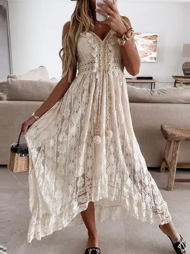 Vestido De Encaje Con Tiras Importado Casamiento De Dia