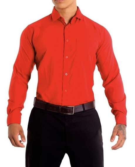 camisa social slim vermelha