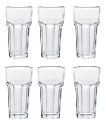 Vaso Vidrio X6 Cristar Lisboa Alto 355ml