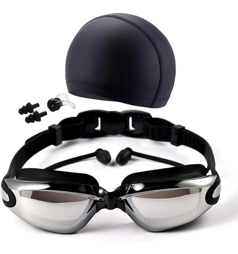 Gafas De Natación Kit 5 En 1, Nadar Protección Uv Antivaho Color Negro