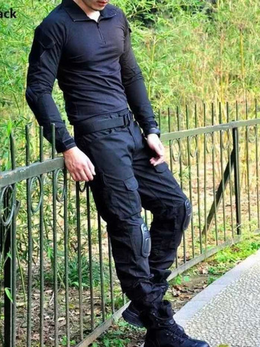 Tenida Táctica Negro Camisa + Pantalón + Protecciones