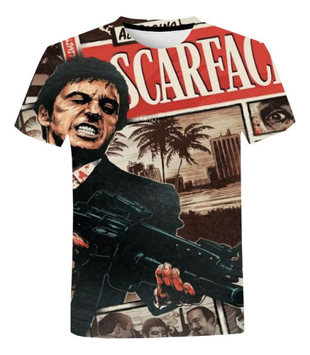 Scarface 3d Imprimir Camisetas De Manga Corta