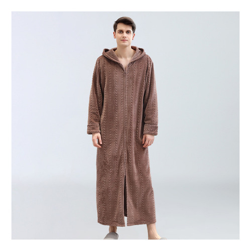 C -albornoz Con Capucha Y Cremallera, Camisón De Franela,