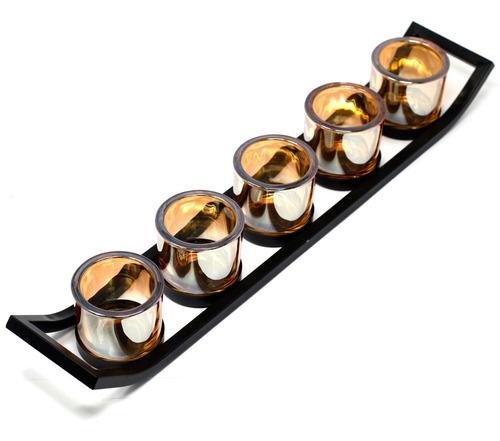 Portavelas De Hierro De 5 Velas (velas Tea Light Incluidas)