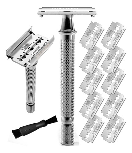 Afeitadora De Seguridad Doble Filo Acero Inoxidable 10 Cuchi