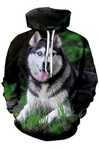 Lindo Siberiano Husky Perros Animales 3d Impresión Sudadera