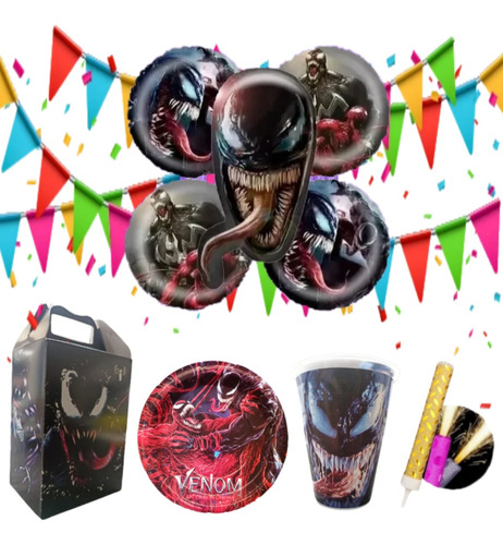 Venom Paq Fiesta Articulo Set Para Decorar Cumple 30 Niños