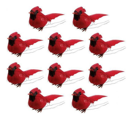 2 Pájaros Cardenales Rojos Falsos Con Clip De 3.54 Pulgadas