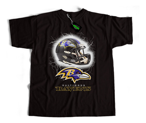 Remera Algodón Peinado Baltimore Ravens Estampa Grande Dtf