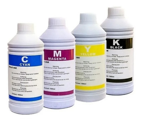 Imagen 1 de 1 de Tinta Dye Para Impresora Hp 1000 Ml Los 4 Colores Clase A