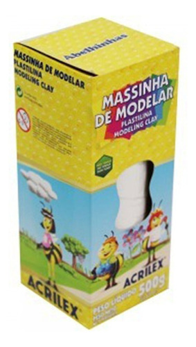 Massa De Modelar (tipo Clay) Plastilina Branca Caixa 500 G