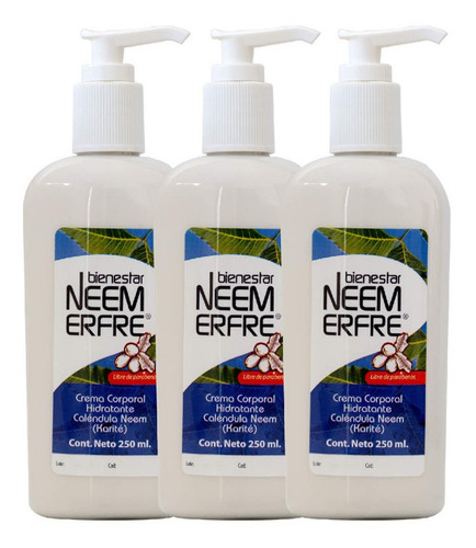 Paq-3 Crema Hidratante De Caléndula Karite Y Neem Corporal Fragancia Árbol De Té